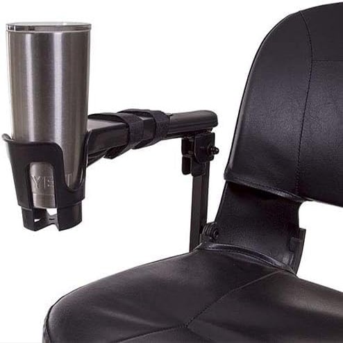 Standard Size Mobility Scooter Power Wheelchair Cup Holder - Fits Most Brands - Designed for Armrests 3" or Less