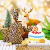 100 Pcs Leopard Print Treat Bags Animal Cheetah Leopard Candy Bags with a Roll Brown Fabric Ribbon for Treat Wild Zoo Jungle Party Decoration Supplies view 2