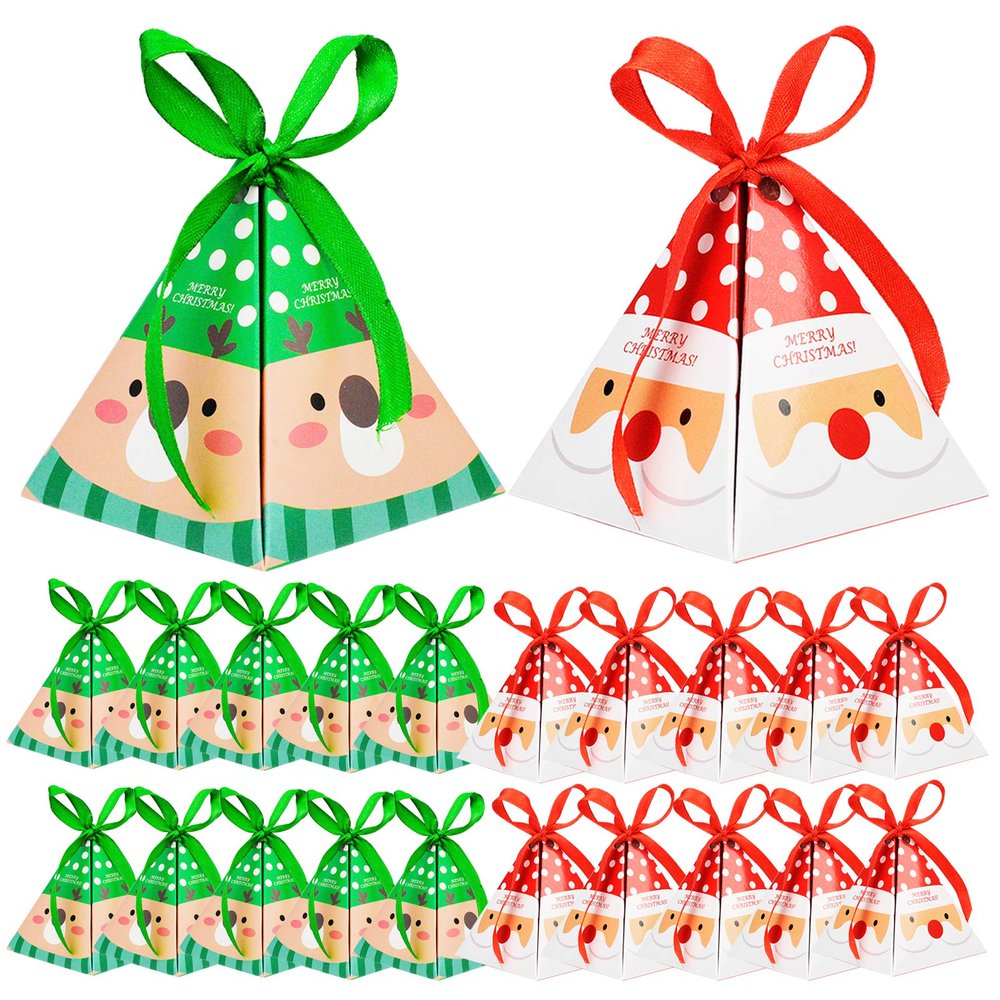 20 Pack Christmas Decorative Candy Boxes, Cookies, Goodies Christmas Candy Bags Santa Claus Gift Box Present Packaging for Festival Holiday New Year Christmas Party Favors