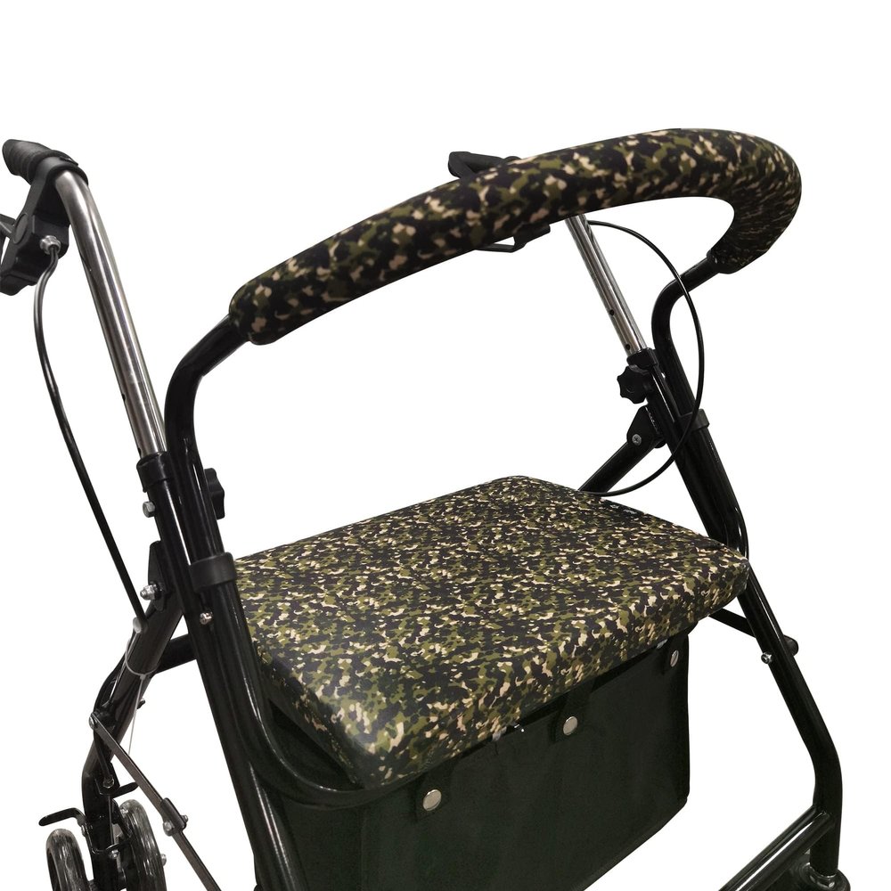 SPRING SEAON Rollator Walker Seat and Backrest Covers Set - Removable Washable Soft Fabric, Universal Fit & Adjustable Patterns, Essential Rollator Accessories(camo