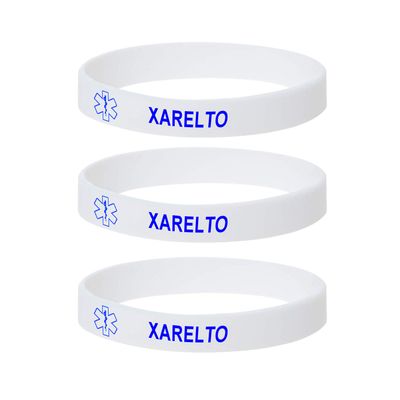 ZDBDH 3 Pack-XARELTO Bracelet for Men Women Medical Safe SOS Jewelry 100% Silicone Rubber Wristbands for Adult Ki d,Outdoor Sport Health Safet Warning ID Bracelet,7.48",White