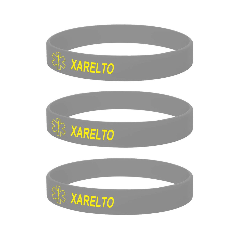 ZDBDH 3 Pack-XARELTO Bracelet for Men Women Medical Safe SOS Jewelry 100% Silicone Rubber Wristbands for Adult Ki d,Outdoor Sport Health Safet Warning ID Bracelet,7.48",Black