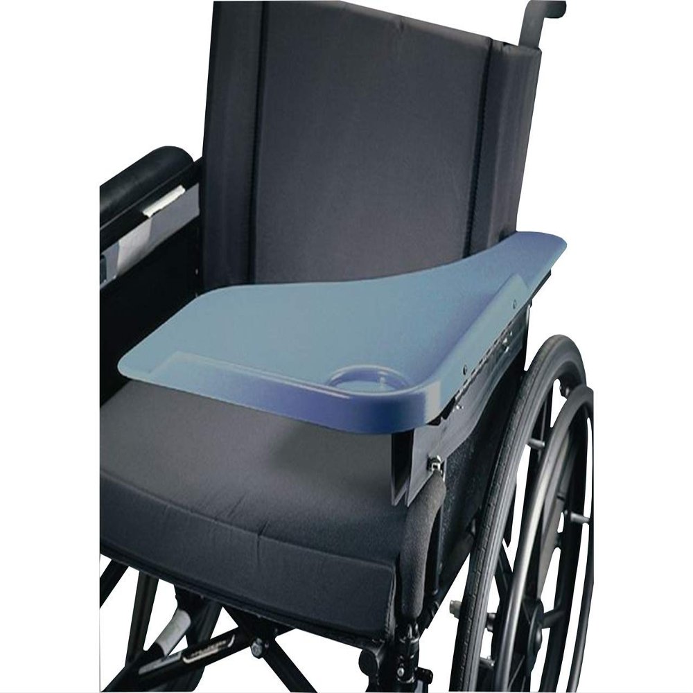 Sammons Preston Flip Away Half Lap Tray, Left, Gray, Padded Wheelchair Accessory, Elderly, Handicapped, & Disabled, Fits On Wheelchair Arms, Removeable Tray, Easier for Wheelchair Storage