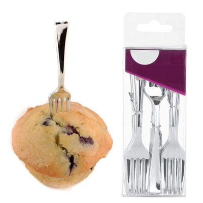 [30 PACK] Disposable Plastic Silver Mini Forks - 4 inch Silver Plastic Tasting Forks Heavy Duty - Great for Sampling, Desserts, Appetizers, Catering Events, Weddings and more by EcoQuality