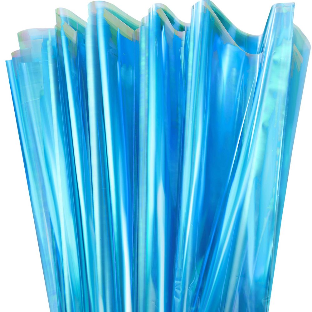 Outus Iridescent Cellophane Film Rainbow Cellophane Wrapping DIY Craft Decorations for Gift Baskets Fairy Butterfly Supply Party Festival celebrations(39 x 138 Inch,Blue)