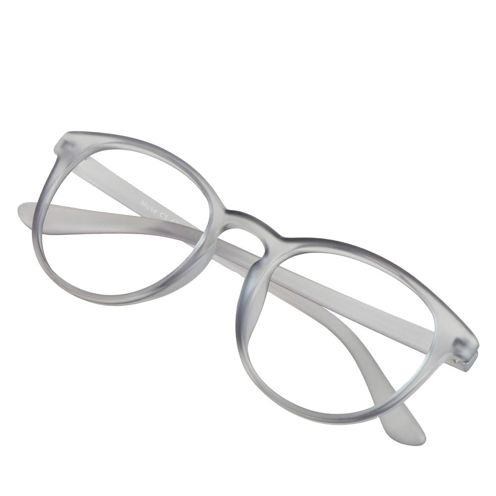 VisionGlobal Blue Light Blocking Glasses for Women, Anti Eyestrain, Computer Reading, TV Glasses, Stylish Oval Frame, Anti Glare (Gray, 5.75 Magnification)