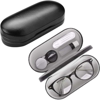 alladaga Double Use 2 in 1 Portable Glasses Case Set Compatible with Contact Lens and Eyeglasses Case