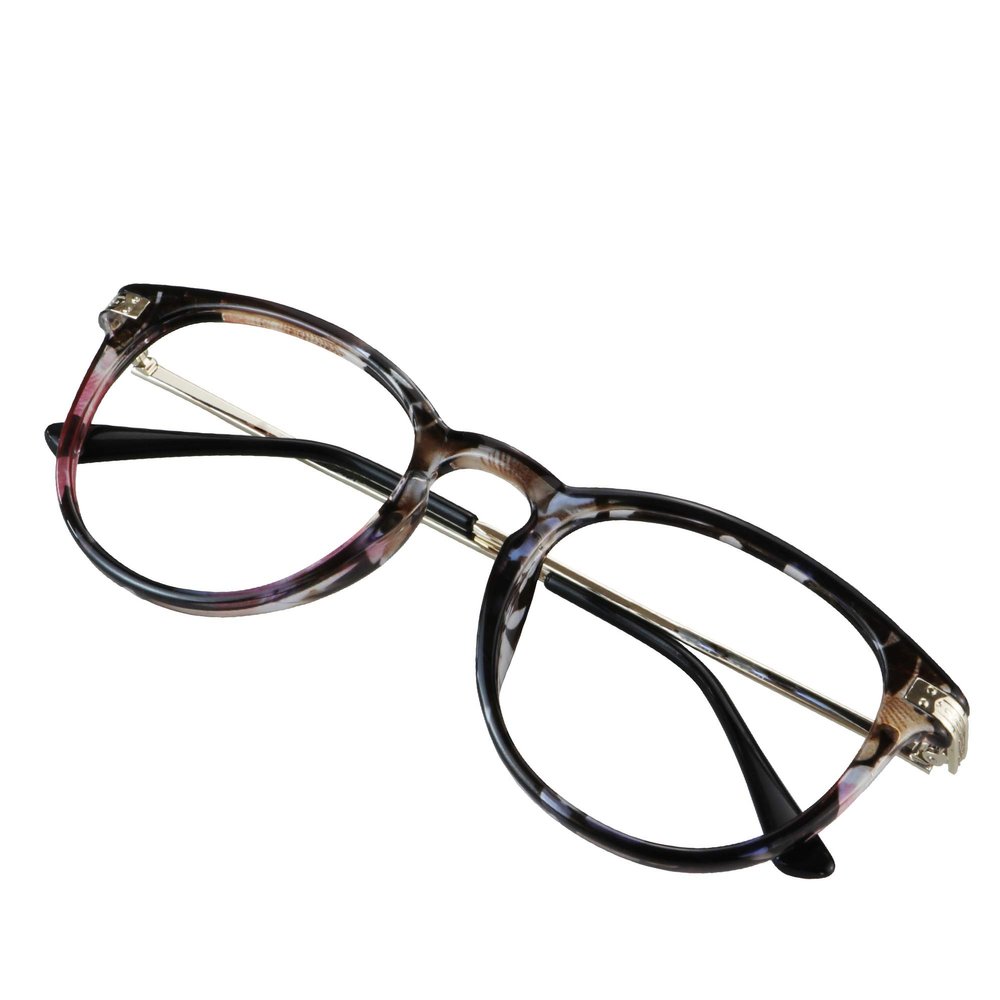 VisionGlobal Blue Light Blocking Glasses for Women, Anti Eyestrain, Computer Reading, TV Glasses, Stylish Oval Frame, Anti Glare (Blue Floral, 2.75 Magnification)