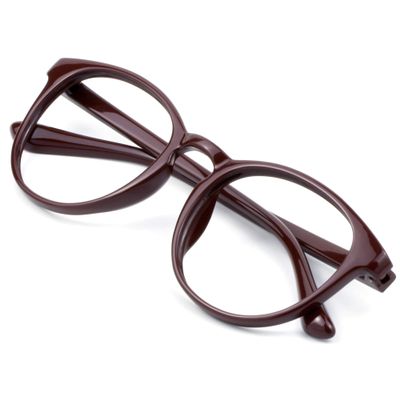 VisionGlobal Blue Light Blocking Glasses for Women, Anti Eyestrain, Computer Reading, TV Glasses, Stylish Oval Frame, Anti Glare (Dark Red, 4.75 Magnification)