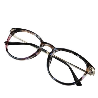 VisionGlobal Blue Light Blocking Glasses for Women, Anti Eyestrain, Computer Reading, TV Glasses, Stylish Oval Frame, Anti Glare (Blue Floral, 5.25 Magnification)