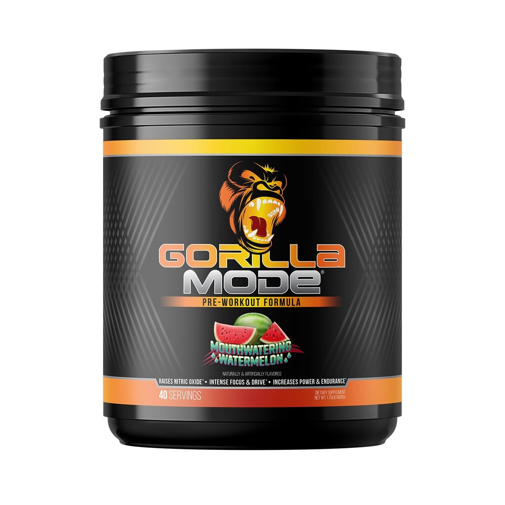 Gorilla Mode Pre Workout - Massive Pumps Laser Focus Energy Power - L-Citrulline, Creatine, L-Tyrosine, Betaine, Hydroprime, Alpha-GPC, 400mg Caffeine, Huperzine A - 800g (Watermelon)