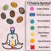 Amazing Gemstone 7 Chakra Oval Set Reiki Healing Crystal with Engraved Chakra OM Symbols Holistic Balancing Polished Palm Stones Set with Velvet Pouch view 4