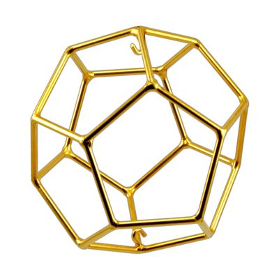 Healing Meditation Tool - 7" Copper 24kt goldplated Dodecahedron - Sacred Geometry