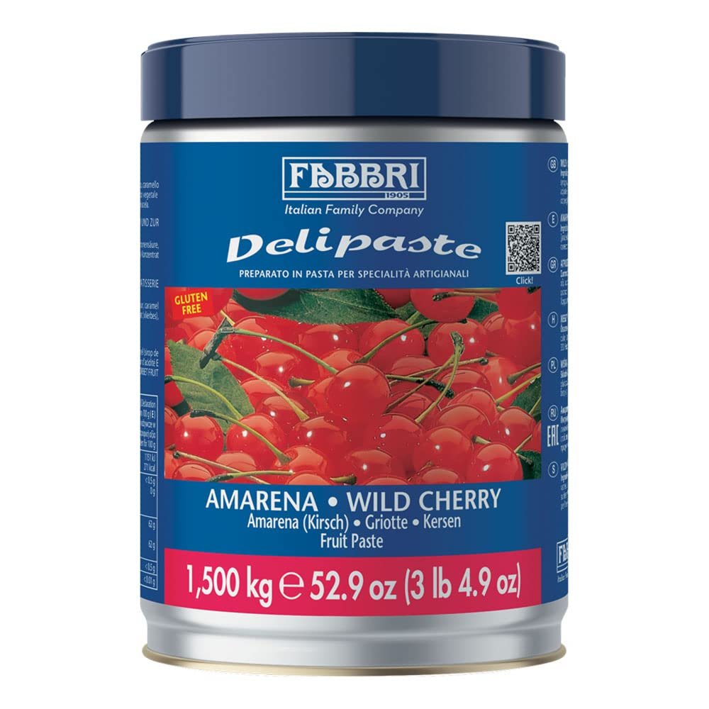Fabbri Delipaste Amarena Cherry, Flavoring Compound for Gelato, Ice Cream, Soft Serve, Pastry and Confectionary - 1 Tin of 3lbs 4.9 oz