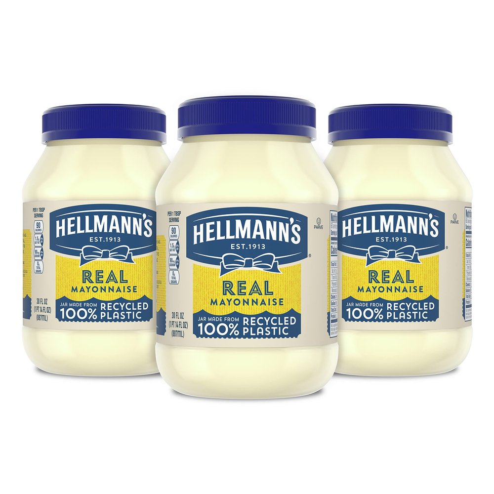 Hellmann's Mayonnaise 3 Count Real Mayo For a Creamy Condiment for Sandwiches and Simple Meals Gluten Free, Made With Cage-Free Eggs 30 oz