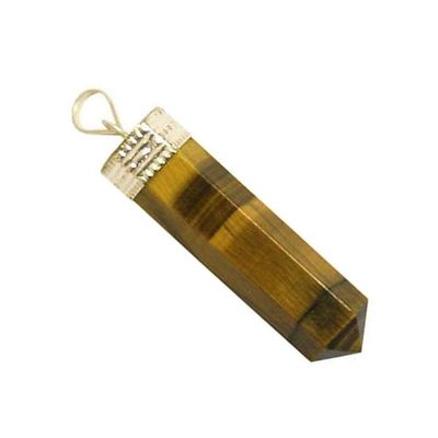 KESAR ZEMS Natural Healing Stone for Reiki Tiger Eye Stone Pencil Pendant for Unisex for a Peaceful (3 x 0.5 x 1 cm) Brown