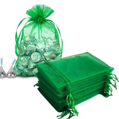 100pcs 4x6 inch Gifts Wrap Bags Green, Organza Sheer Fabric Bulk, Drawstring Reusable Recycled Pouch for Baby Shower Favor, Craft Business, Beach, Standard Size Elegant Business Card, Cute Little Toy