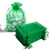100pcs 4x6 inch Gifts Wrap Bags Green, Organza Sheer Fabric Bulk, Drawstring Reusable Recycled Pouch for Baby Shower Favor, Craft Business, Beach, Standard Size Elegant Business Card, Cute Little Toy view 1