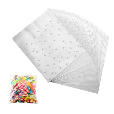 Cookie Bags 200 Pcs 4 x 6 Self Adhesive Cookie Bags Cellophane Treat Bags Self Sealing Clear Plastic Bags White Polka Dot Party Favor Bag for Party Gift Giving Bakery Candy Cookie Chocolate1