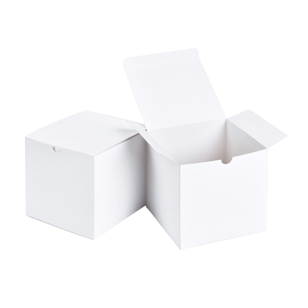 SHIPKEY 10 Pcs White Cardboard Gift Boxes with lids | 6x6x6inch Square Boxes | Medium Gift Boxes Suitable for Party, Wedding, Christmas, Holidays, Birthdays and All Other Occasions