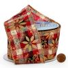 2 1/2" X 10 Yards Gold Poinsettias On Plaid Wired Ribbon Christmas view 1