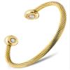 MagnetRX Magnetic Bracelet Cuff - Twisted Cable Stainless Steel Bangle Magnetic Bracelets - Elegant Golf Bracelet Men & Women (Gold | Medium) view 1