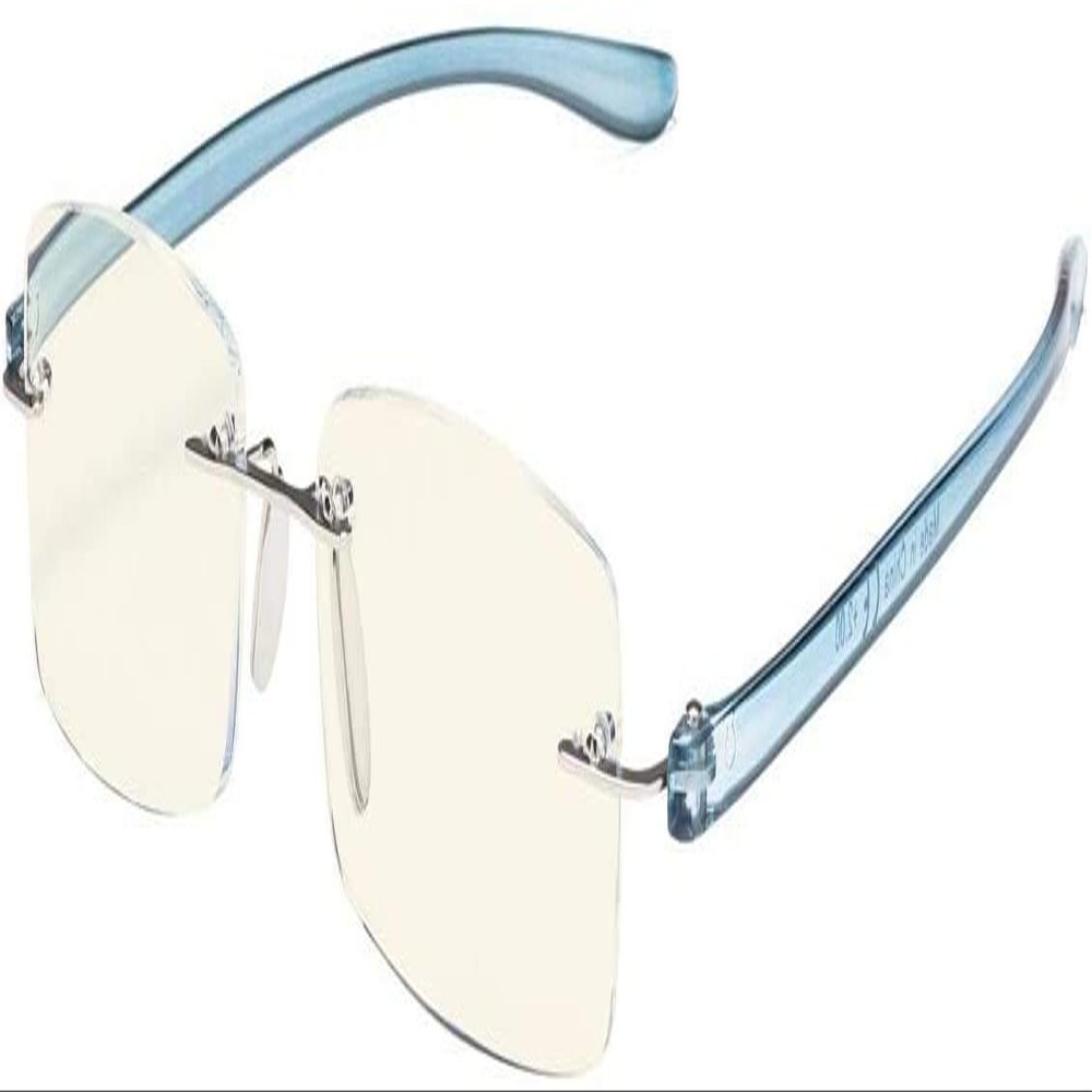 Eyekepper Blue Light Blocking Rimless Reading Glasses - Small Frameless Reader for Women with Blue Arm +0.50