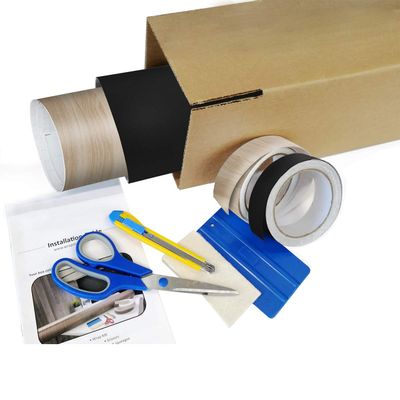 Wrap My Kitchen Stylish Decorative Self Adhesive Vinyl Wrap with DIY Kit Includes 2 Rolls of 20' x 48" (Scandinavian Blond Wood & Satin Nova Black)