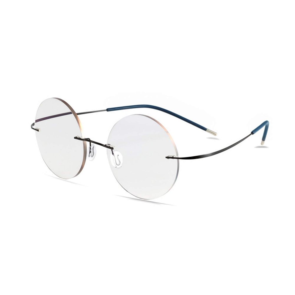 ASDQWER Reading Glasses,Smart Color Changing Reading Glasses, Titanium Alloy, Round, Frameless, A Pair of Dual-Use, Anti-Radiation, Anti-Ultraviolet, Anti-Blue Light,+2