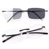 1.5X Magnification Photochromic Progressive Multifocus Transition Reading Glasses Multifocal Sun Readers + Rimless Bifocal Blue Light Blocking Spring Hinge Readers Anti Glare Eye Strain Eyewear view 1