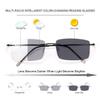1.5X Magnification Photochromic Progressive Multifocus Transition Reading Glasses Multifocal Sun Readers + Rimless Bifocal Blue Light Blocking Spring Hinge Readers Anti Glare Eye Strain Eyewear view 2