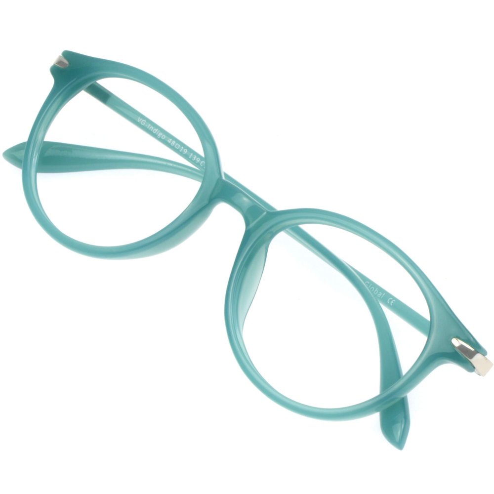VisionGlobal Blue Light Blocking Glasses for Women/Men, Anti Eyestrain, Computer Reading, TV Glasses, Stylish Oval Frame, Anti Glare(Blue,+5.50 Magnification)