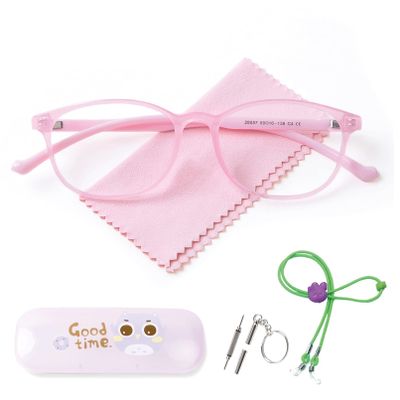 AetrvoHope Kids Blue Light Glasses Clear Pink,Cute Computer Gaming Glasses for Teens Girls Age 6-13,TR90 Unbreakable Frame with Case,Anti Eyestrain UV400