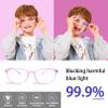 AetrvoHope Kids Blue Light Glasses Clear Pink,Cute Computer Gaming Glasses for Teens Girls Age 6-13,TR90 Unbreakable Frame with Case,Anti Eyestrain UV400 view 4