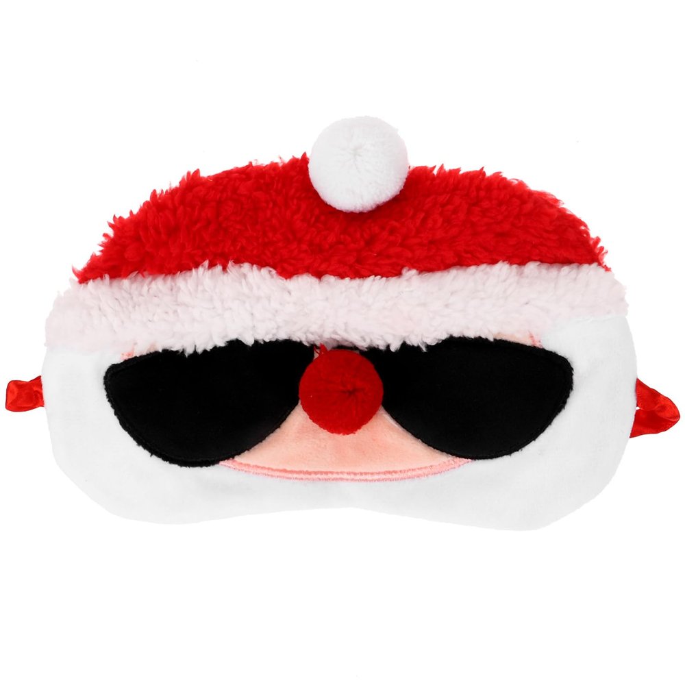 Amosfun Christmas Sleep Mask, Santa Funny Plush Eye Mask Blindfold Eye Cover for Women Girls Travel Nap Night Sleeping