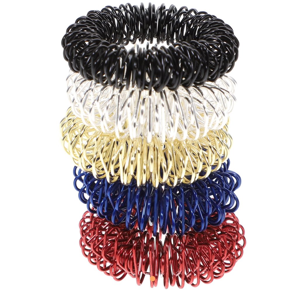 5pcs Spiky Sensory Finger Finger Massager Roller Silent Toy for Finger Massage (Gold Silver Black Blue Red)