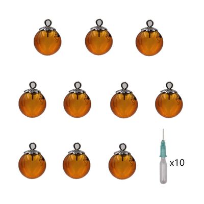 10pcs Mini Empty Glass Globe Glass Vial Pendant Essential Oil Perfume Aromatherapy Diffusers Pendant (Amber, 12mm)