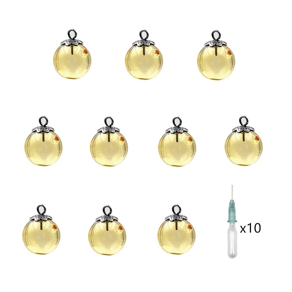 10pcs Mini Empty Glass Globe Glass Vial Pendant Essential Oil Perfume Aromatherapy Diffusers Pendant (Yellow, 12mm)