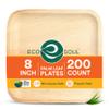 ECO SOUL 8 Inch Disposable Palm Leaf Plates [200 Pack] Premium Food-Safe Heavy Duty Compostable Bamboo Paper Plates for Lunch, Dinner, Birthday, Weddings, Party, Camping & Catering Events [Square] view 1