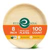 ECO SOUL 8 Inch Disposable Palm Leaf Plates [100 Pack] Premium Food-Safe Heavy Duty Compostable Bamboo Paper Plates for Lunch, Dinner, Birthday, Weddings, Party, Camping & Catering Events [Round] view 1