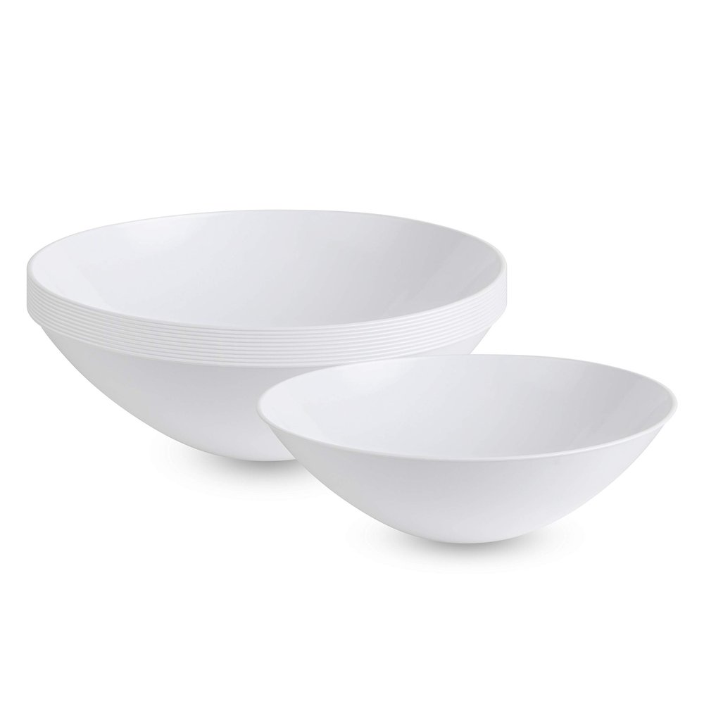 [16 OZ 20 Count] White Plastic organic Party Soup bowls Premium heavyweight Elegant Disposable Tableware Dishes