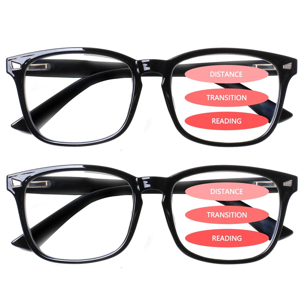 SIGVAN Progressive Multifocal Computer Glasses Women Men Blue Light Blocking Reading Glasses Spring Hinge Readers (2 Black, 1.75)