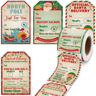 200 Pcs from Santa Claus Christmas Gift Tags Stickers Roll 2.3 x 3.34 Inch Christmas Label Sticker Labels North Pole Tags from Santa Self Adhesive for Gifts Wrapping for Xmas Party Decor(Light Color)
