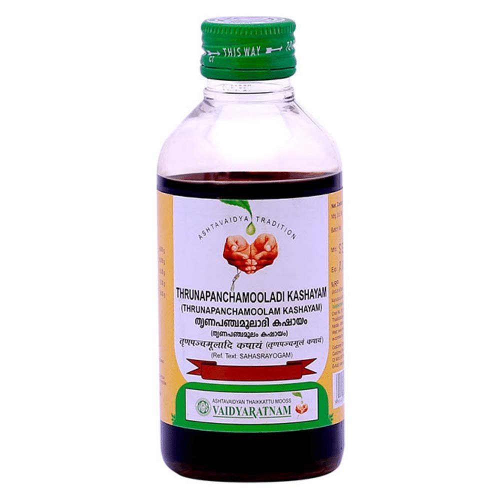 Vaidyaratnam Thrinapanchamooladi Kashayam/Thrunapanchamooladi Kashayam 200 ML (Pack Of 2)| Ayurvedic Products | Ayurveda Products | Vaidyaratnam Products