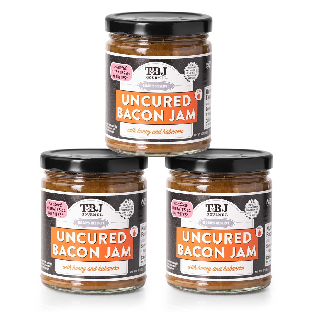 TBJ Honey Habanero Bacon Jam 3 Pack - Bacon Top Ingredient - Premium Spread No Preservatives