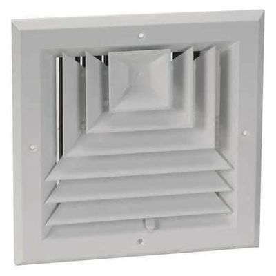 10" Square 3-Way Multilouver Ceiling Diffuser, White