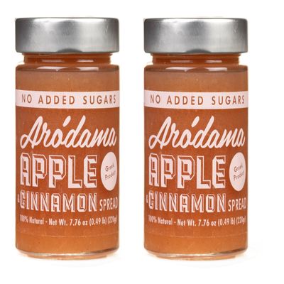 ARODAMA PREMIUM GREEK MARMALADE (JAM, SPREAD) NO SUGAR ADDED, 7.8 OZ/ 220 GRS CRETAN PRODUCT 100% NATURAL NO PRESERVATIVES OR ADDITIVES (APPLE WITH CINNAMON NO SUGAR ADDED, 2 JAR PACK)
