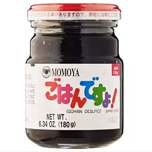 Momoya Gohan Desuyo Condiment 180g -A jar of seasoned seaweed paste and soy sauce to be eaten with hot Japanese rice.