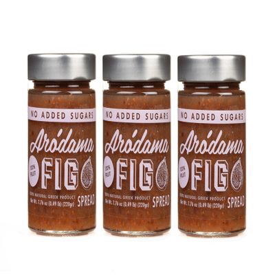 ARODAMA PREMIUM GREEK MARMALADE (JAM, SPREAD) NO SUGAR ADDED, 7.8 OZ/ 220 GRS CRETAN PRODUCT 100% NATURAL NO PRESERVATIVES OR ADDITIVES (FIG NO SUGAR ADDED, 3 JAR PACK)