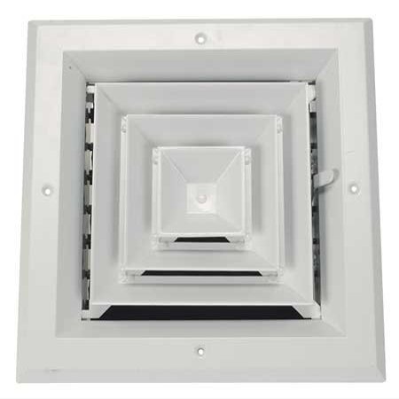 10" Square 4-Way Multilouver Ceiling Diffuser, White